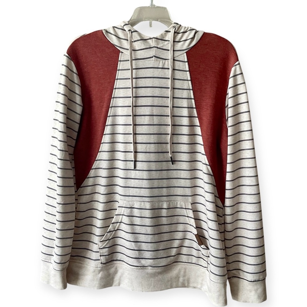 Maurices Cream and Gray Striped Top